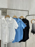 Ladies Pear Detail Collar Down Half Sleeves Shirts